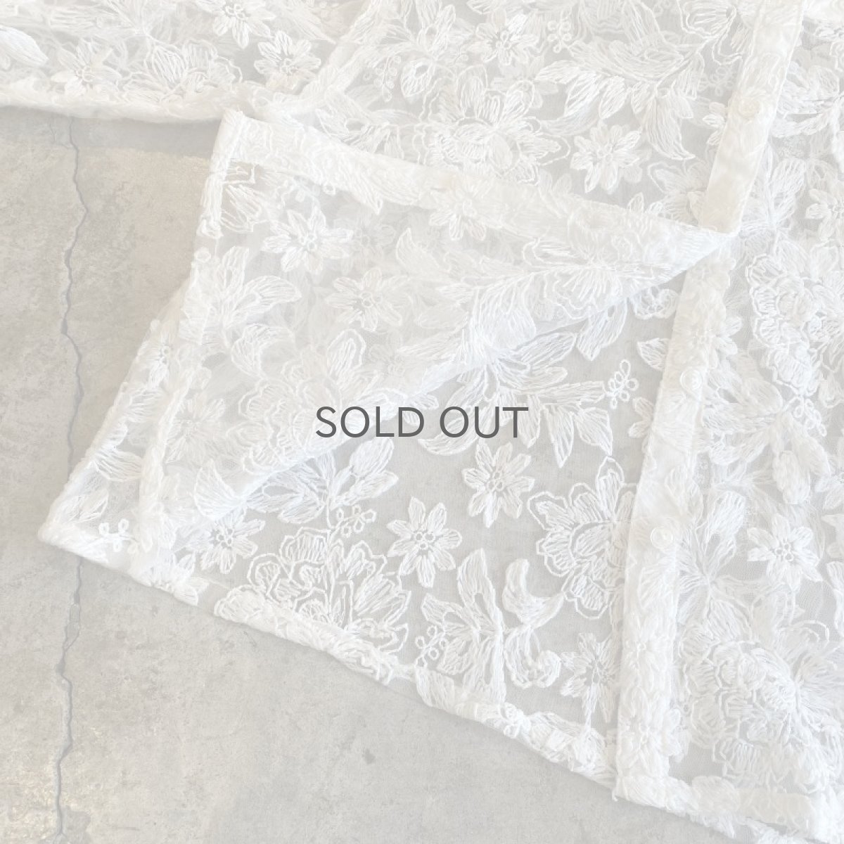 画像7:  FLORAL LACE VOLUME SLEEVE DESIGN SHEER CARDIGAN / Ladies M (7)