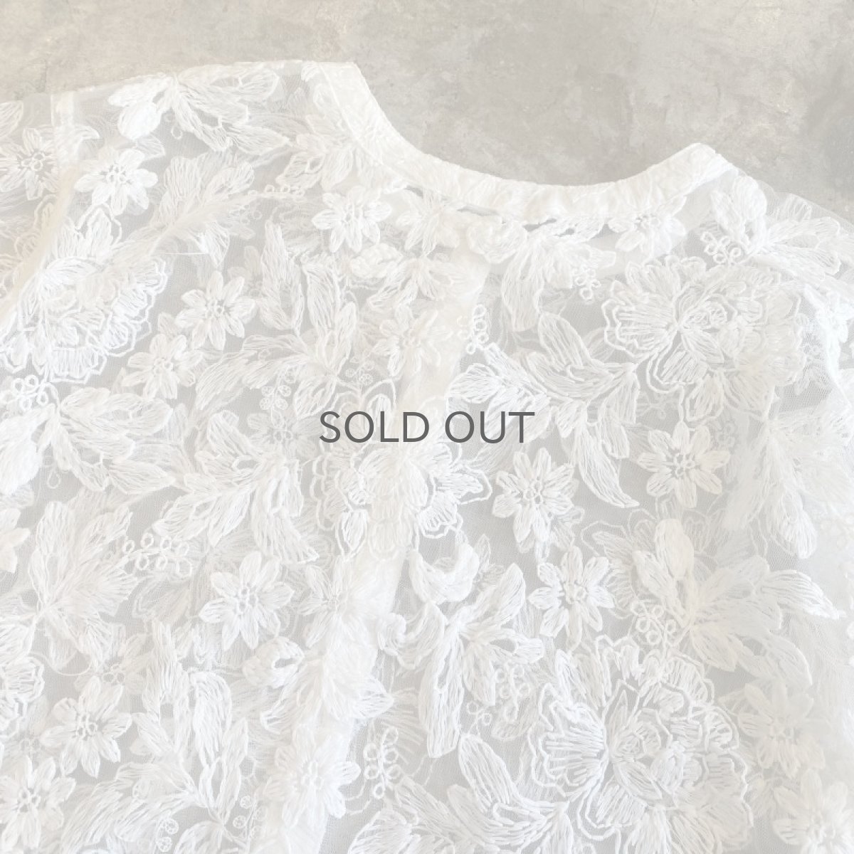 画像10:  FLORAL LACE VOLUME SLEEVE DESIGN SHEER CARDIGAN / Ladies M (10)