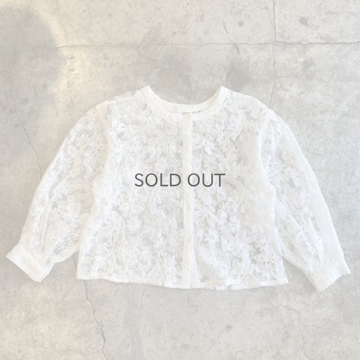 画像1:  FLORAL LACE VOLUME SLEEVE DESIGN SHEER CARDIGAN / Ladies M (1)