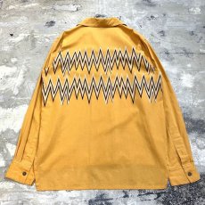 画像2: YELLOW CHEVRON PATTERN OPEN COLLAR L/S SHIRT / Mens L (2)