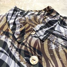 画像10: MULTI ZEBRA PATTERN SHEER L/S SHIRT / Mens M (10)