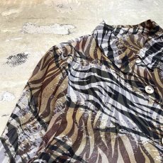 画像3: MULTI ZEBRA PATTERN SHEER L/S SHIRT / Mens M (3)