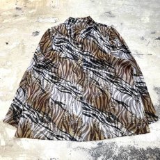 画像1: MULTI ZEBRA PATTERN SHEER L/S SHIRT / Mens M (1)