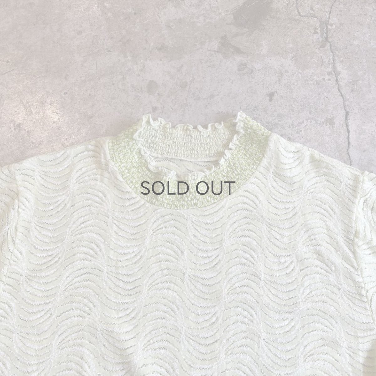 画像8: ALL OVER WAVE PATTERN RIB FRILL DESIGN L/S TOPS / Ladies M (8)