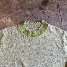 画像8: ALL OVER WAVE PATTERN RIB FRILL DESIGN L/S TOPS / Ladies M (8)