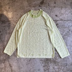 画像1: ALL OVER WAVE PATTERN RIB FRILL DESIGN L/S TOPS / Ladies M (1)