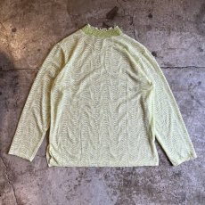 画像2: ALL OVER WAVE PATTERN RIB FRILL DESIGN L/S TOPS / Ladies M (2)