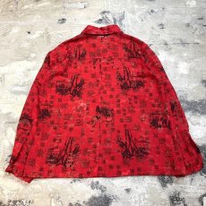 画像2: 90's~ CHINESE CHARACTER GRAPHIC PATTERN L/S SHIRT / Mens L (2)