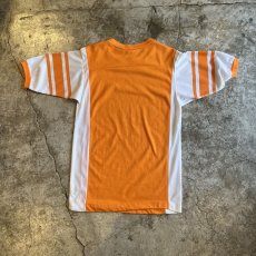 画像2: 70's PUNCHING MIX FABRIC DESIGN LOGO PRINTED S/S TEE / Ladies M / MADE IN USA  (2)
