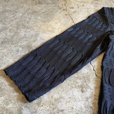 画像5:  BLACK COLOR SHEER PATTERN DESIGN L/S SHIRT / Ladies M (5)