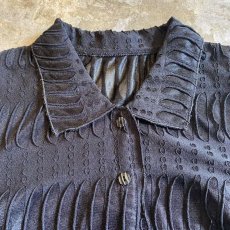 画像6:  BLACK COLOR SHEER PATTERN DESIGN L/S SHIRT / Ladies M (6)