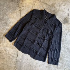 画像4:  BLACK COLOR SHEER PATTERN DESIGN L/S SHIRT / Ladies M (4)