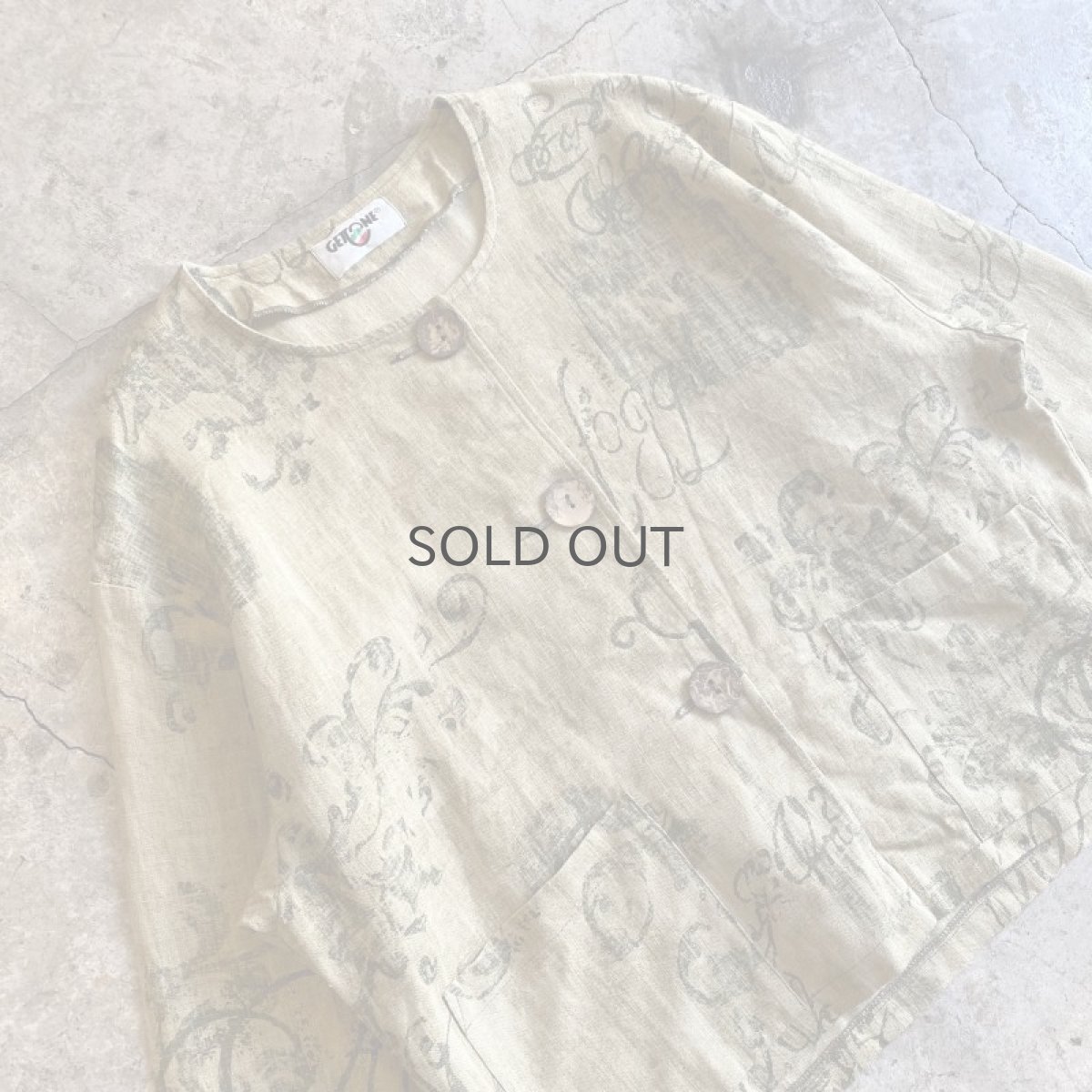 画像3: ALL OVER PATTERN LINEN DESIGN JACKET / Ladies L (3)