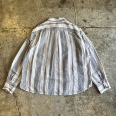 画像2: ALL OVER STRIPE PATTERN SIDE POCKET DESIGN L/S TOPS / Ladies L (2)