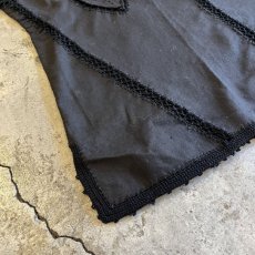 画像3: BLACK COLOR MIX FABRIC DESIGN S/S BLOUSE / Ladies L (3)