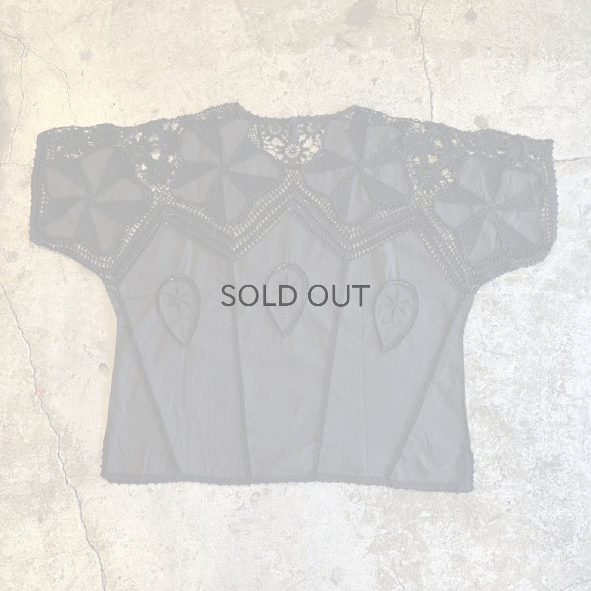 画像2: BLACK COLOR MIX FABRIC DESIGN S/S BLOUSE / Ladies L (2)