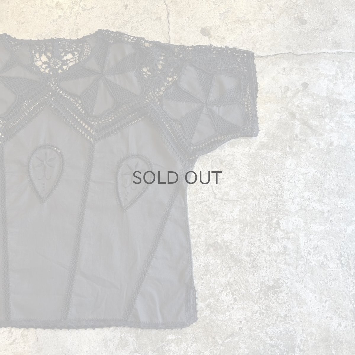 画像8: BLACK COLOR MIX FABRIC DESIGN S/S BLOUSE / Ladies L (8)