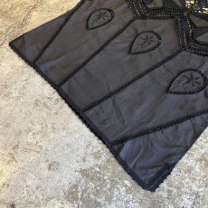 画像4: BLACK COLOR MIX FABRIC DESIGN S/S BLOUSE / Ladies L (4)