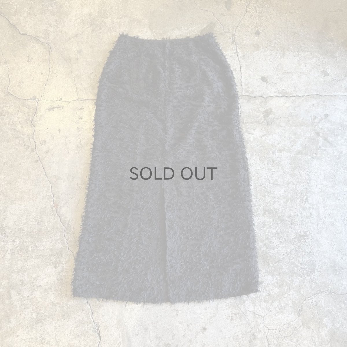 画像2: BLACK COLOR SHORT FRINGE DESIGN SHEER LONG SKIRT / W26 (2)