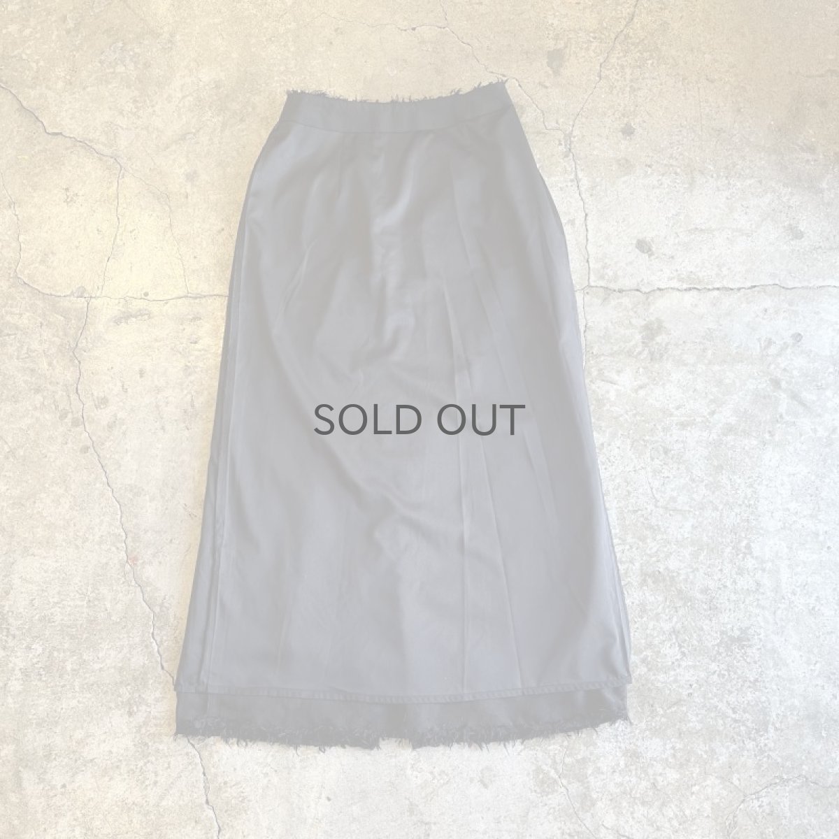 画像3: BLACK COLOR SHORT FRINGE DESIGN SHEER LONG SKIRT / W26 (3)