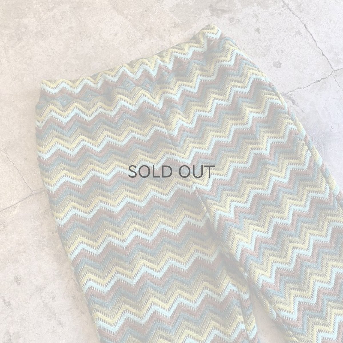 画像3: WAVE PATTERN COLOR DESIGN CROCHET KNIT FLARE PANTS / W25~W32 (3)
