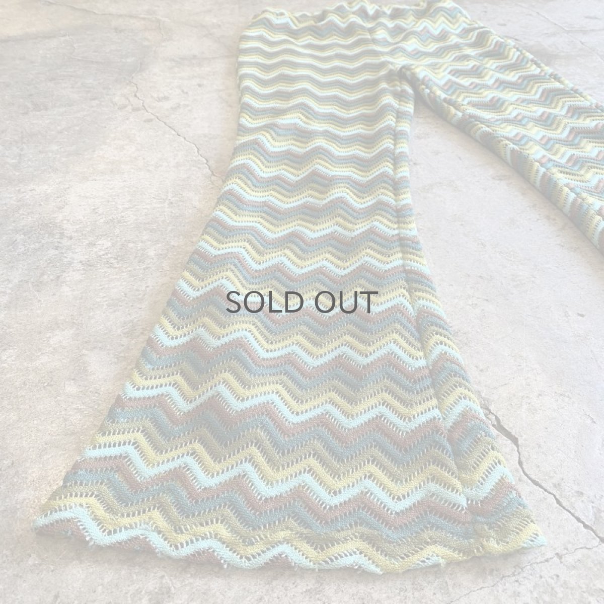 画像5: WAVE PATTERN COLOR DESIGN CROCHET KNIT FLARE PANTS / W25~W32 (5)