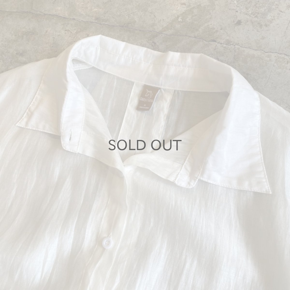 画像9: BACK SLIT DESIGN WHITE COLOR DESIGN SHEER SHIRT / Ladies M(L) (9)