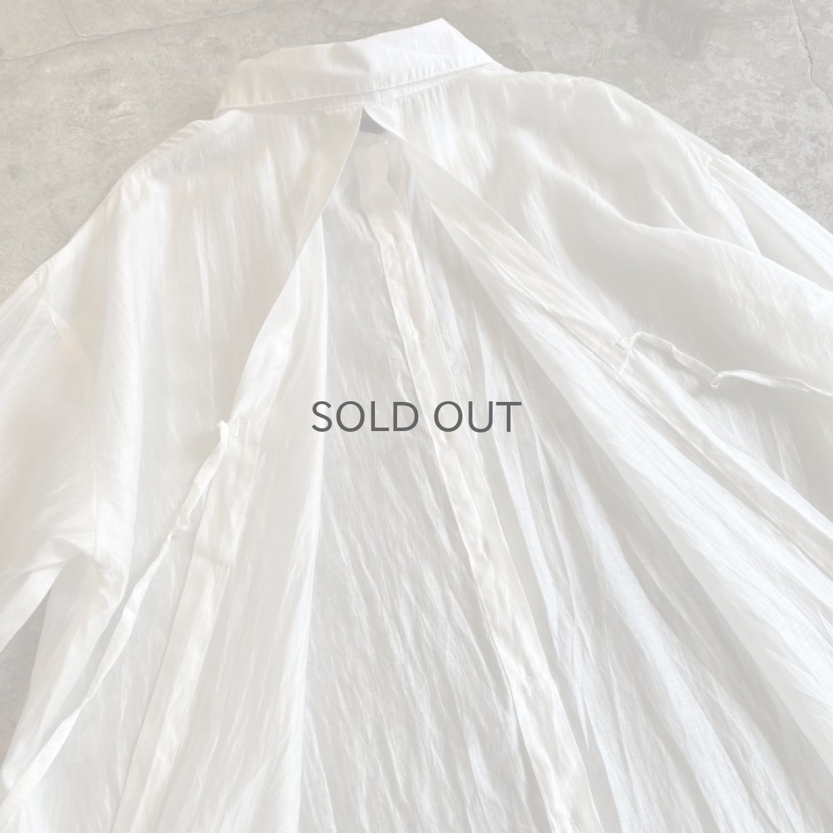 画像8: BACK SLIT DESIGN WHITE COLOR DESIGN SHEER SHIRT / Ladies M(L) (8)