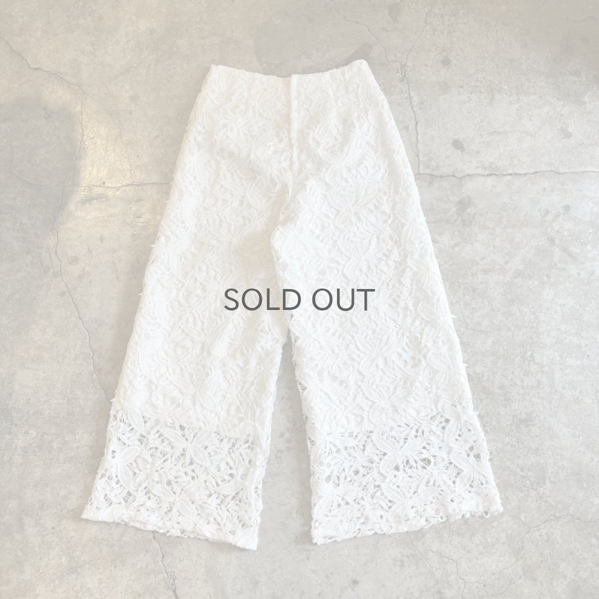 画像2: WHITE COLOR REEF CROCHET DESIGN WIDE PANTS / W25 (2)