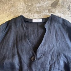 画像6: OLD PATCH EMBROIDERY DESIGN LINEN JACKET / Ladies L(46) (6)