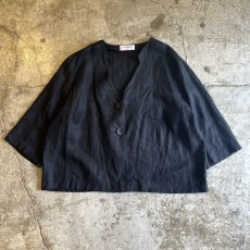 画像2: OLD PATCH EMBROIDERY DESIGN LINEN JACKET / Ladies L(46) (2)
