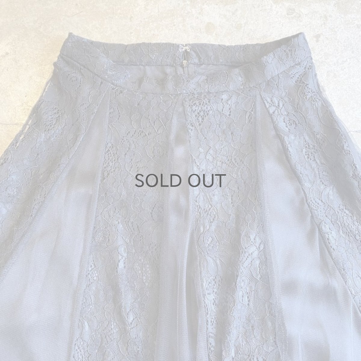 画像7: BLACK COLOR POINT LACE DESIGN TULLE SHEER FLARE LONG SKIRT / W28 (7)