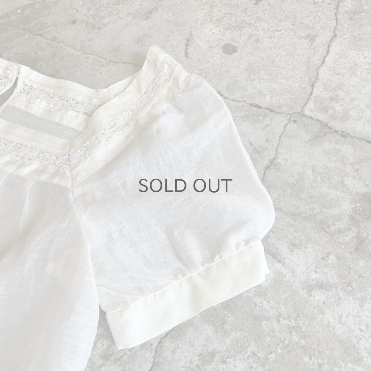 画像7: LACE LINE SQUARE NECK DESIGN SHEER S/S TOPS / Ladies M (7)