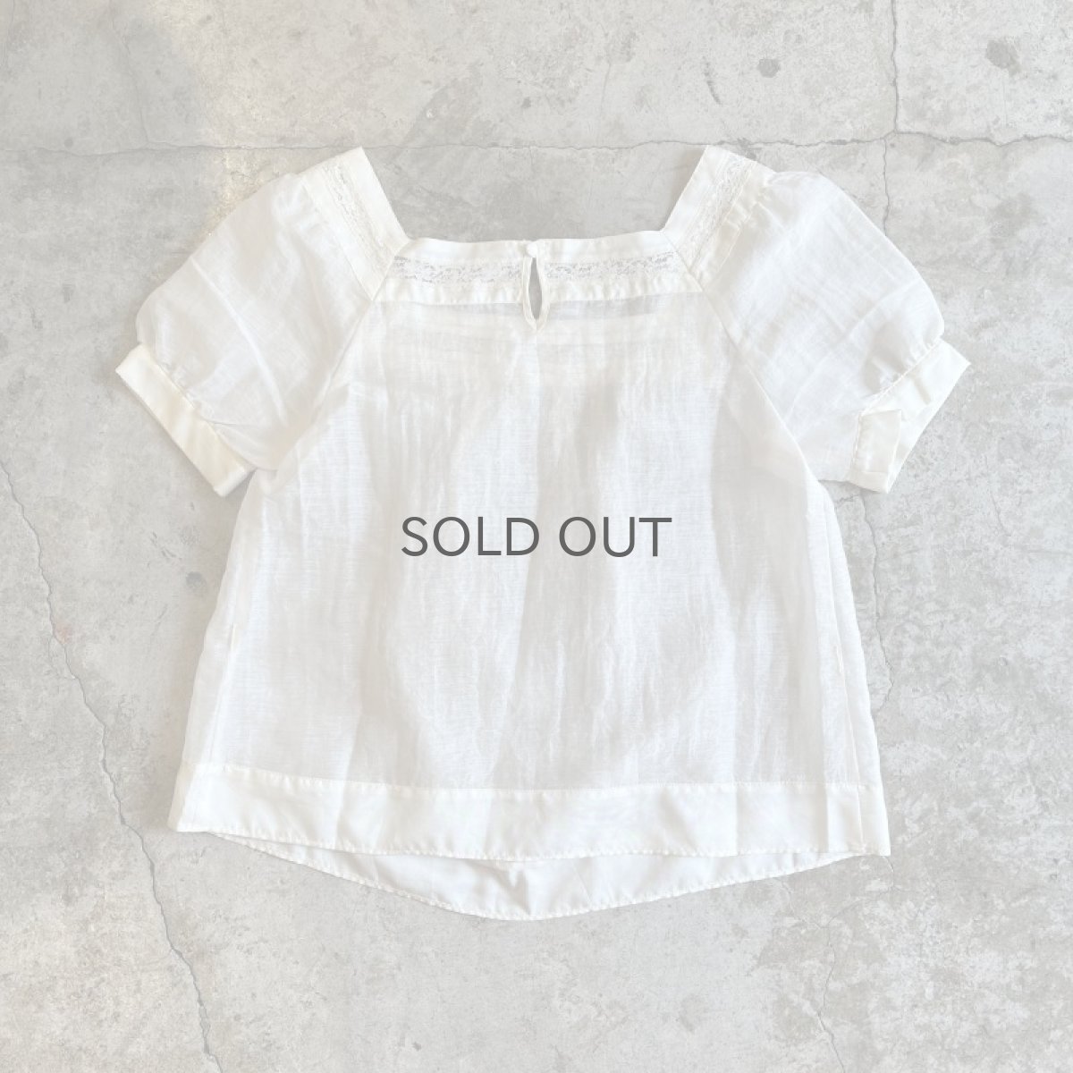 画像2: LACE LINE SQUARE NECK DESIGN SHEER S/S TOPS / Ladies M (2)