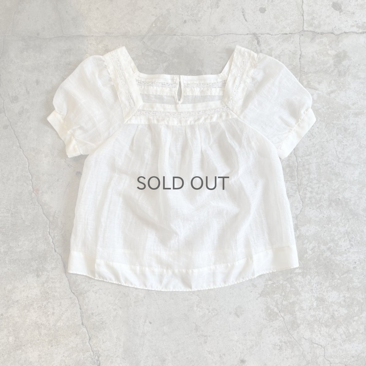 画像1: LACE LINE SQUARE NECK DESIGN SHEER S/S TOPS / Ladies M (1)
