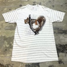 画像1: 80's SQUIRREL PRINTED BORDER PATTERN S/S TEE / Mens XL / MADE IN USA (1)