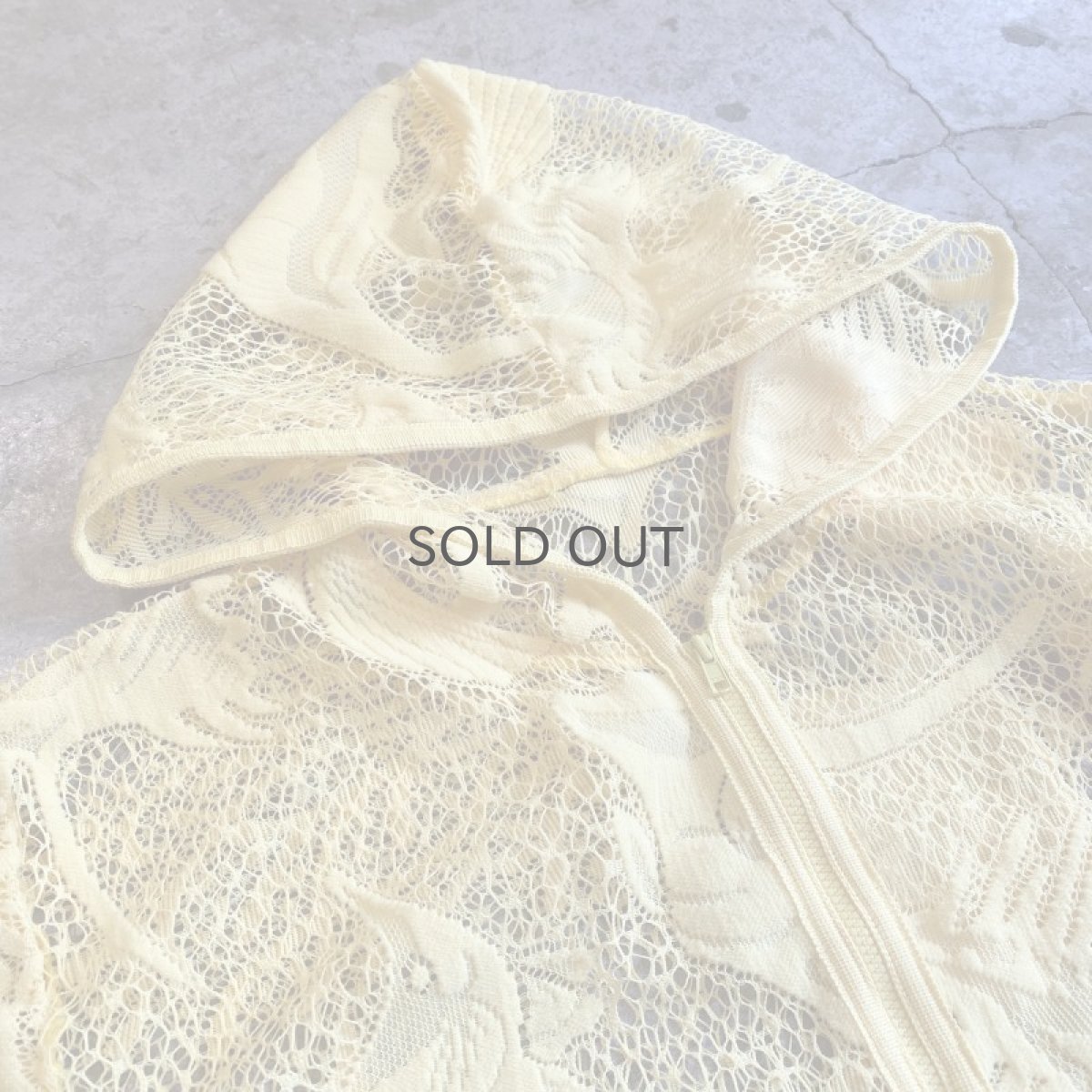 画像7: YELLOW COLOR MARIN PATTERN LACE DESIGN ZIP UP HOODIE / Ladies L (7)