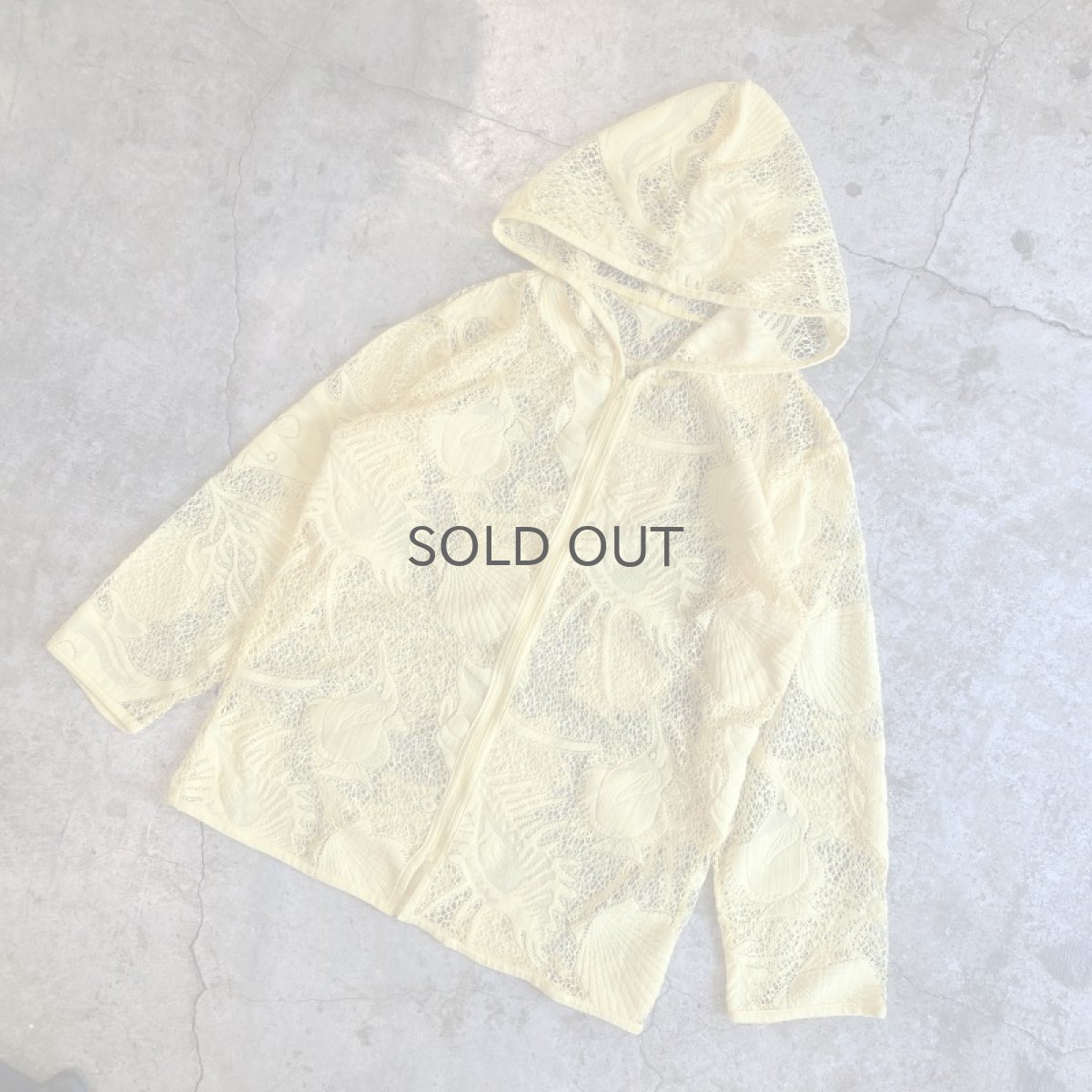 画像4: YELLOW COLOR MARIN PATTERN LACE DESIGN ZIP UP HOODIE / Ladies L (4)