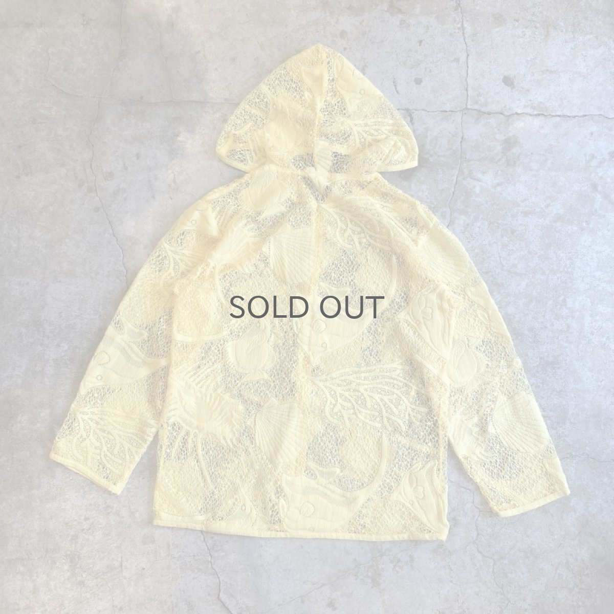 画像2: YELLOW COLOR MARIN PATTERN LACE DESIGN ZIP UP HOODIE / Ladies L (2)