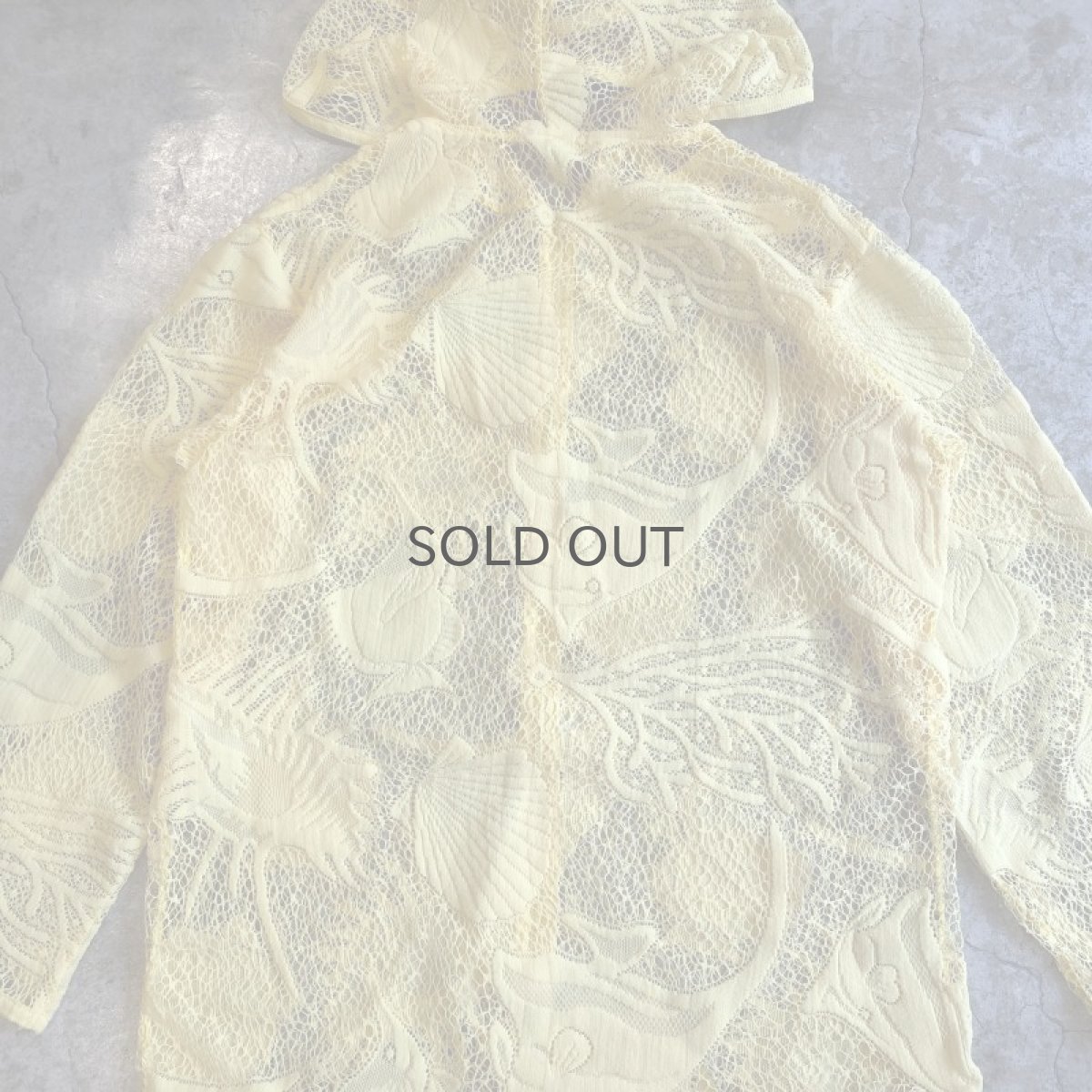 画像8: YELLOW COLOR MARIN PATTERN LACE DESIGN ZIP UP HOODIE / Ladies L (8)