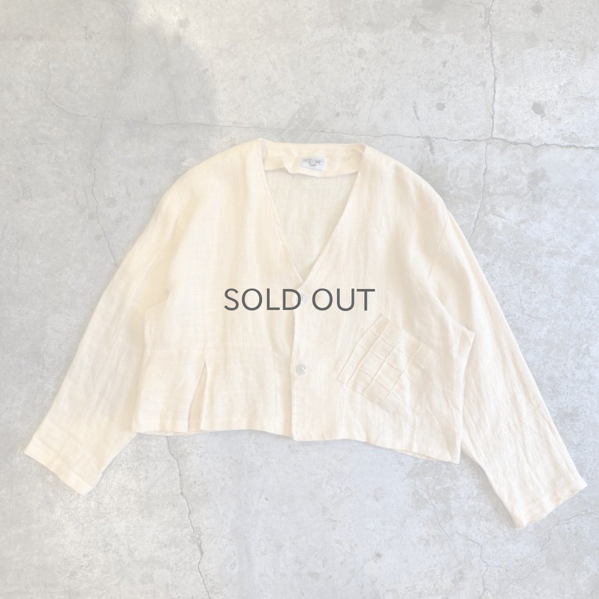 画像1: EGG COLOR LINEN DESIGN JACKET / Ladies L (1)