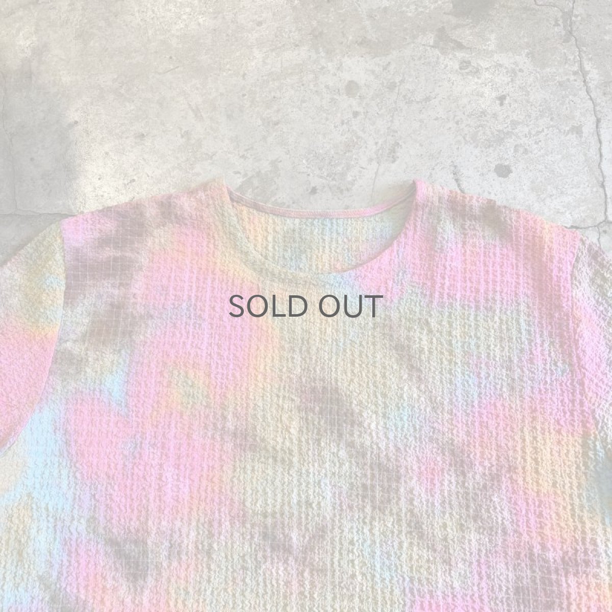 画像8: MIX COLOR ART PATTERN WAFFLE DESIGN S/S TOPS / Ladies L~XL  (8)