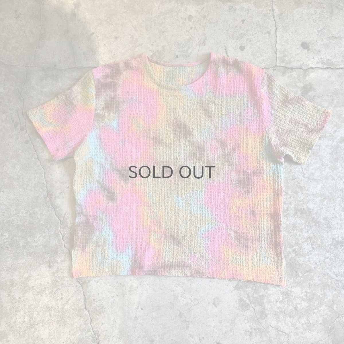 画像1: MIX COLOR ART PATTERN WAFFLE DESIGN S/S TOPS / Ladies L~XL  (1)