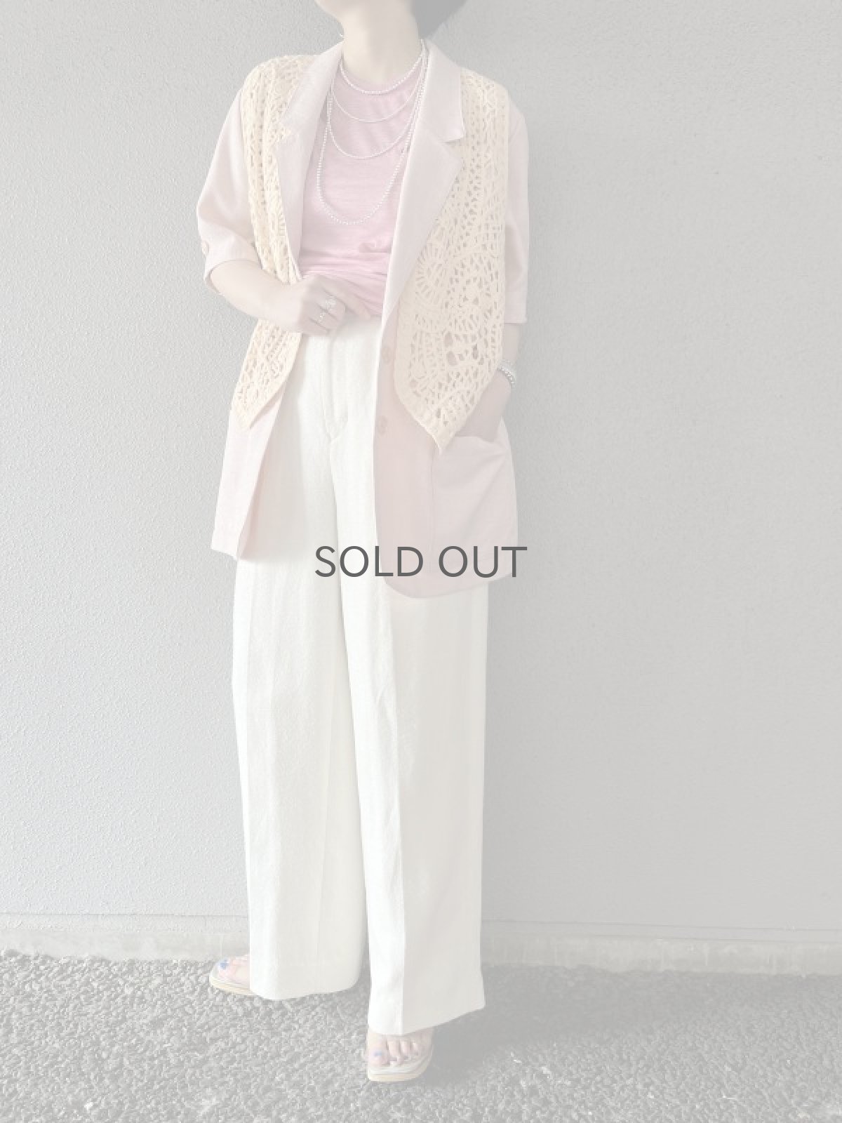 画像11: IVORY COLOR 1TUCK DESIGN WIDE PANTS / W25 (11)