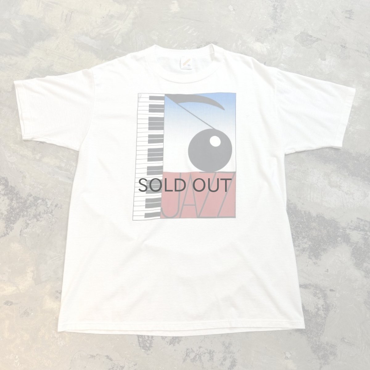 画像1: 80's "JAZZ" NOTE ART PRINTED S/S TEE / Mens XL / MADE IN USA (1)