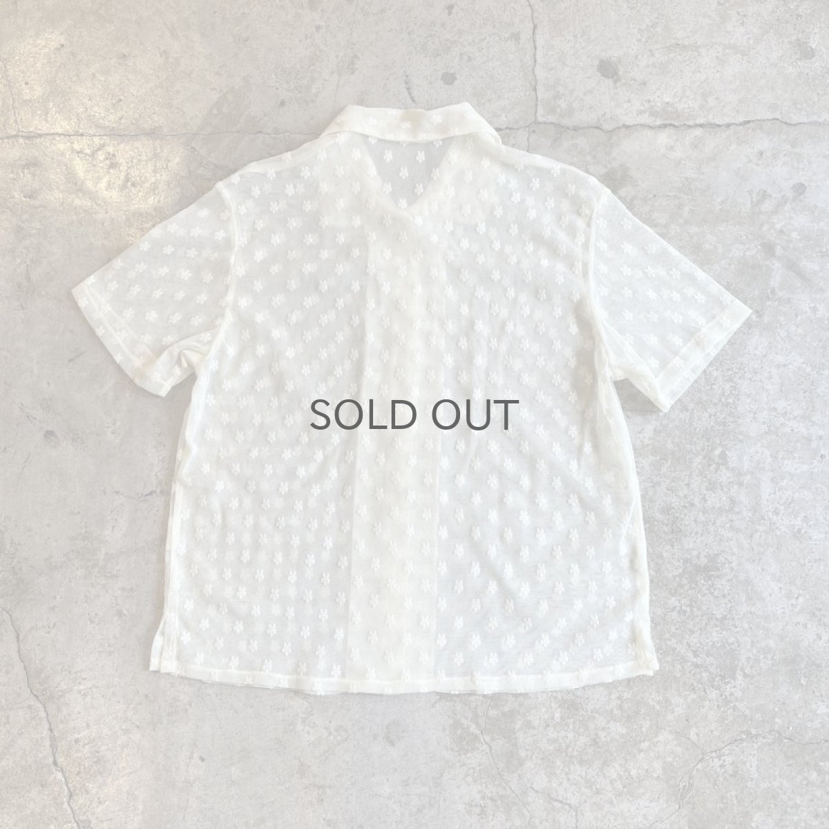 画像2: ALL OVER FLOWER EMBROIDERY PATTERN DESIGN TULLE SHEER S/S SHIRT / Ladies M (2)