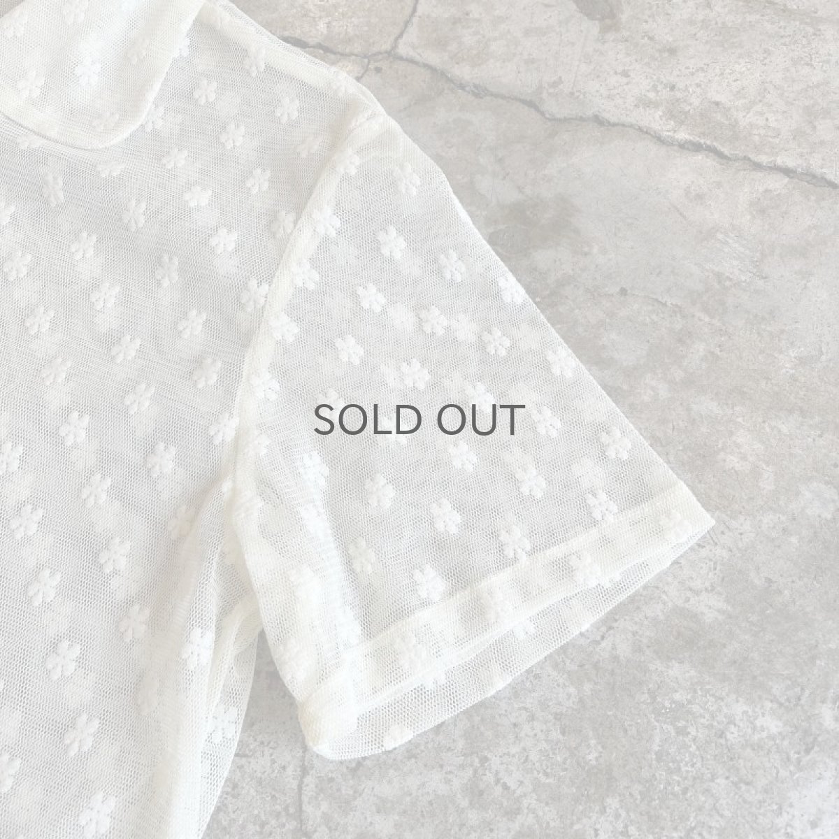 画像7: ALL OVER FLOWER EMBROIDERY PATTERN DESIGN TULLE SHEER S/S SHIRT / Ladies M (7)