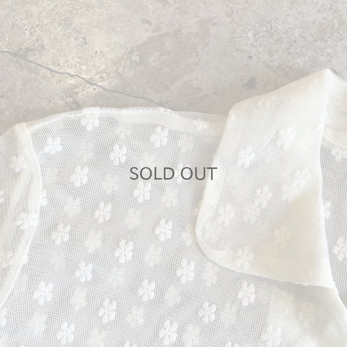 画像9: ALL OVER FLOWER EMBROIDERY PATTERN DESIGN TULLE SHEER S/S SHIRT / Ladies M (9)