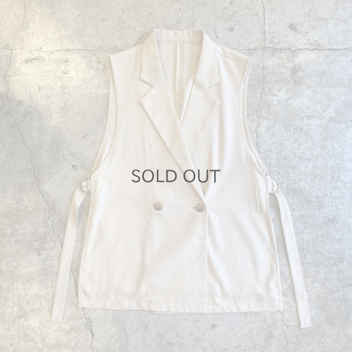 画像1: SIDE SLIT BELT DESIGN DOUBLE VEST / Ladies L (1)