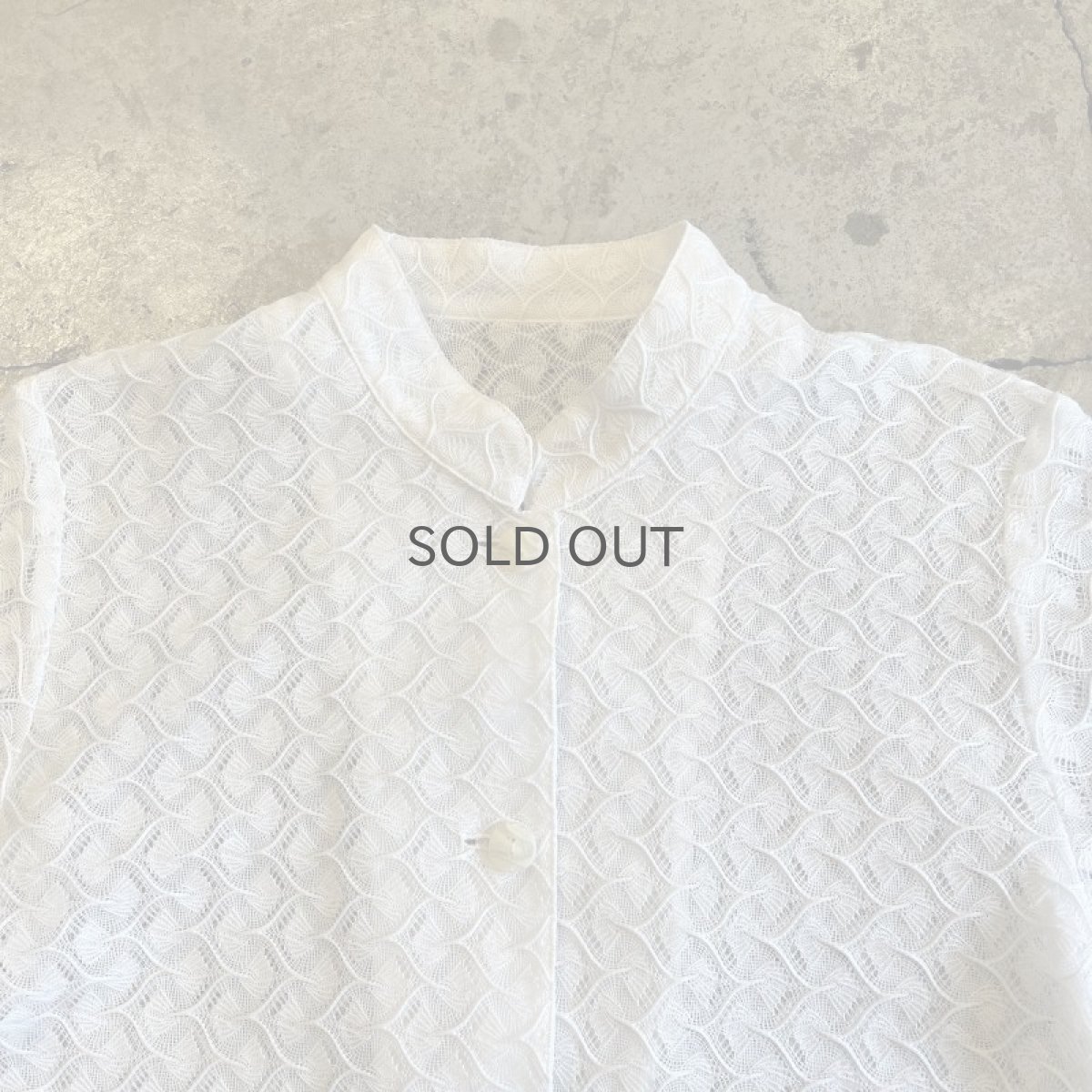 画像8: ALL OVER GEOMETRIC PATTERN DESIGN MESH STAND COLLAR L/S SHIRT / Ladies M (8)